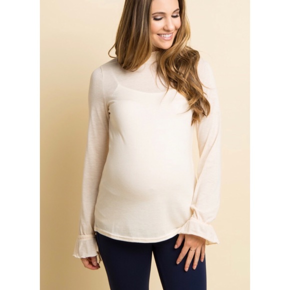 Pinkblush Tops - NWT Pink Blush Ruffle Mocked Neck Sleeve Tie Top